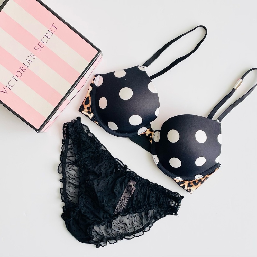 32C SMALL Victoria’s Secret PINK polka dot bra set